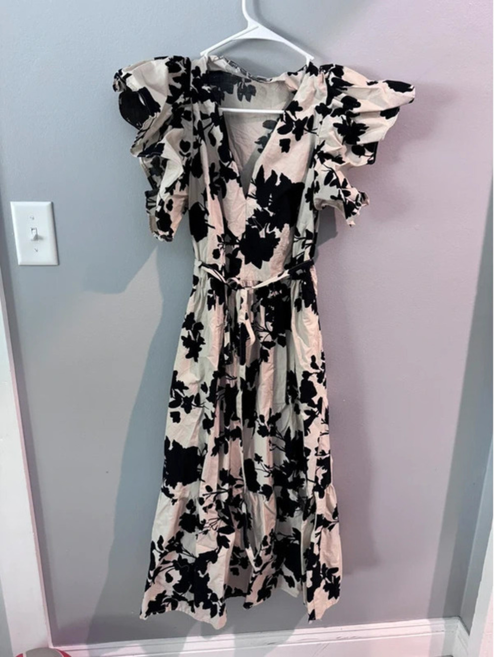 A new day, size small, midi dress. Black and off white